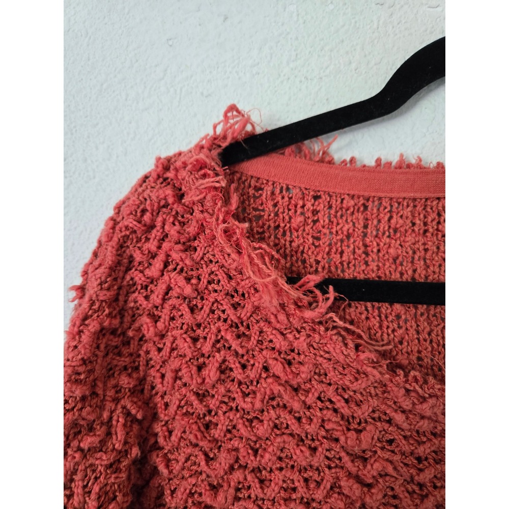 Free People Frayed Scoop Neck Sweater Womens M Slouchy Oversized Flare Sleeve - Picture 3 of 11